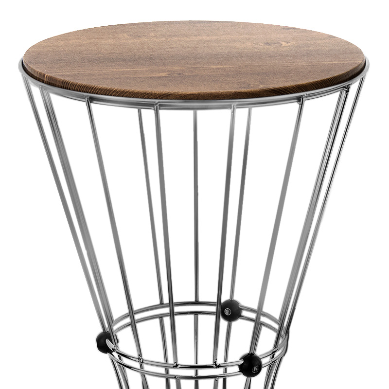 Τραπεζάκι βοηθητικό Girene Megapap μεταλλικό - Mdf χρώμα ασημί - καρυδί 32x32x58εκ.