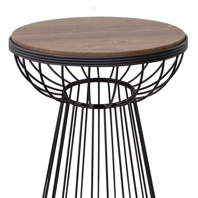 Τραπεζάκι βοηθητικό Mantare Megapap μεταλλικό - Mdf χρώμα μαύρο - καρυδί 35x35x58εκ.