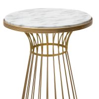 Τραπεζάκι βοηθητικό Tekosi Megapap μεταλλικό - Mdf χρώμα χρυσό - λευκό εφέ μαρμάρου 35x35x58εκ.