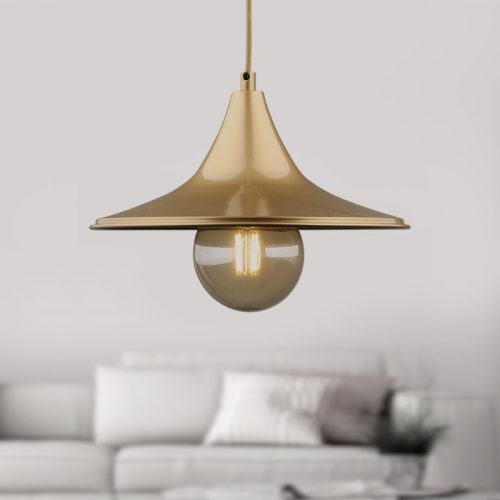 GP030-01163-1 Φωτιστικό οροφής Silia Megapap E27 μεταλλικό μονόφωτο χρώμα χρυσό 27x27x65εκ.