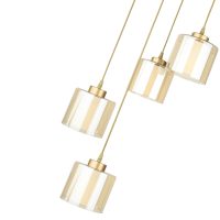 Φωτιστικό οροφής Kenedy Megapap E27 μεταλλικό - γυάλινο τετράφωτο χρώμα χρυσό Ø35x100εκ.