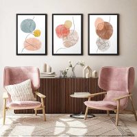 GP033-0005-1 Πίνακας "Circles" Megapap 3 τμχ. σε πλαίσιο 35x45x2εκ.