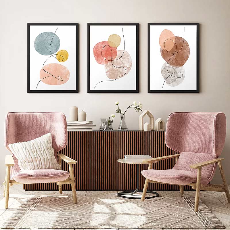 GP033-0005-1 Πίνακας "Circles" Megapap 3 τμχ. σε πλαίσιο 35x45x2εκ.