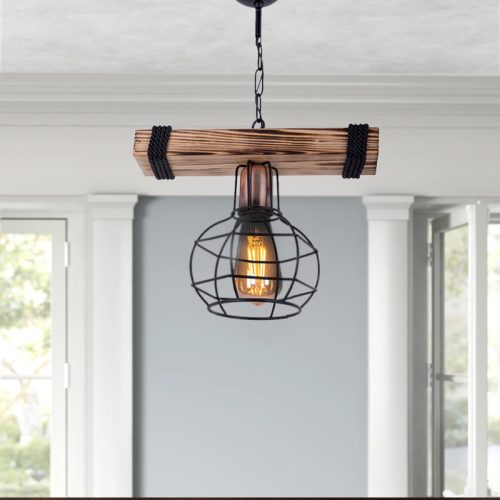 GP036-00011-1 Φωτιστικό οροφής Marit Megapap E27 ξύλινο/μεταλλικό μονόφωτο καρυδί/μαύρο 30x15x60εκ.