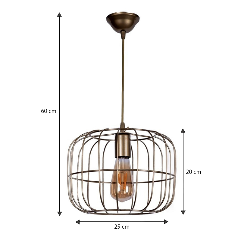 Φωτιστικό οροφής Cassie Megapap E27 μεταλλικό μονόφωτο χρώμα χρυσό Ø25x60εκ.