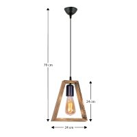 Φωτιστικό οροφής Esela Megapap E27 ξύλινο μονόφωτο χρώμα φυσικό 24x4x70εκ.