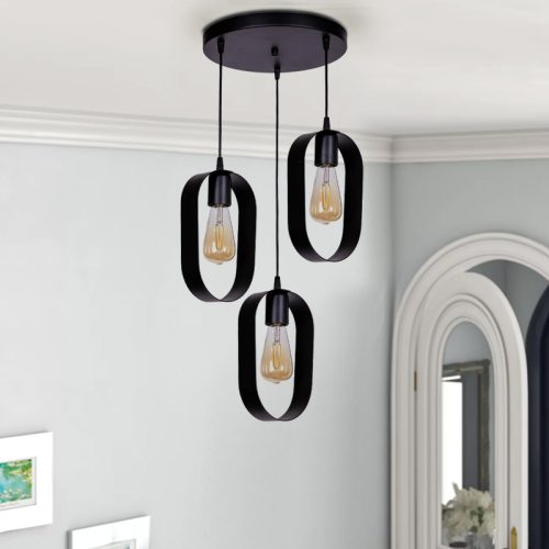 GP036-00491-1 Φωτιστικό οροφής Mordo Megapap E27 μεταλλικό τρίφωτο χρώμα μαύρο 40x40x70εκ.