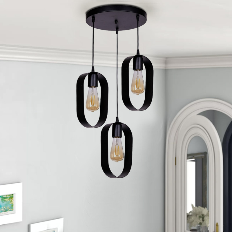 Φωτιστικό οροφής Mordo Megapap E27 μεταλλικό τρίφωτο χρώμα μαύρο 40x40x70εκ.