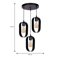 Φωτιστικό οροφής Mordo Megapap E27 μεταλλικό τρίφωτο χρώμα μαύρο 40x40x70εκ.