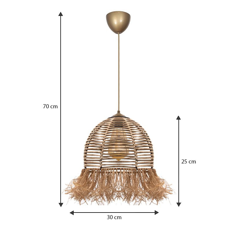 Φωτιστικό οροφής Varena Megapap E27 χάρτινο μονόφωτο χρώμα φυσικό Ø30x70εκ.