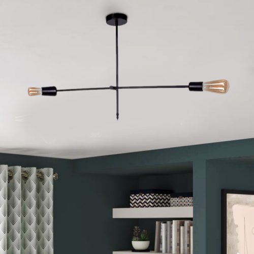 GP036-00691-1 Φωτιστικό οροφής Nimo Megapap E27 μεταλλικό δίφωτο χρώμα μαύρο 92x12x57εκ.