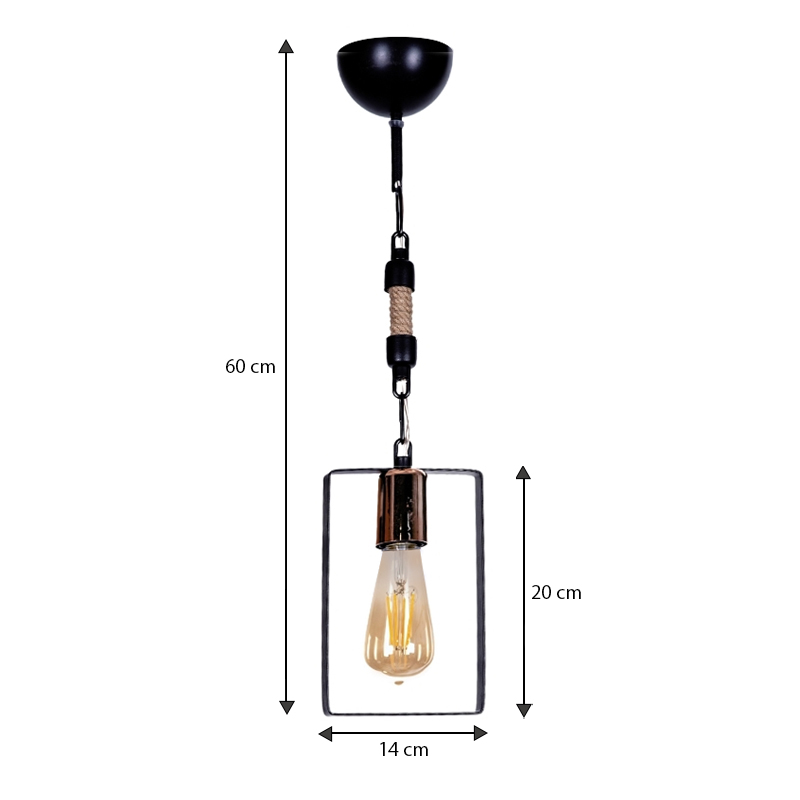 Φωτιστικό οροφής Pembe Megapap E27 μεταλλικό μονόφωτο χρώμα μαύρο 14x6x60εκ.