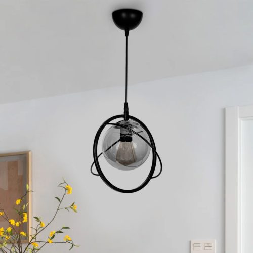 GP036-00791-1 Φωτιστικό οροφής Globe Megapap E27 μεταλλικό μονόφωτο χρώμα μαύρο Ø25x75εκ.