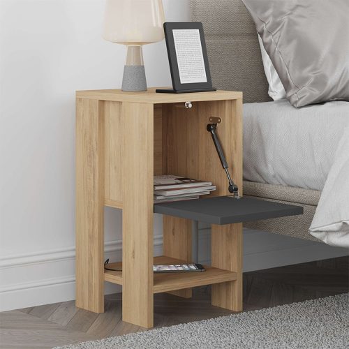 Κομοδίνο Ema Megapap χρώμα φυσικό οξιάς - ανθρακί 30x30x55εκ.