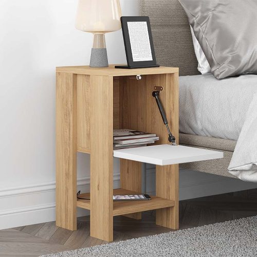 GP037-00105-1 Κομοδίνο Ema Megapap χρώμα sapphire oak - λευκό 30x30x55εκ.