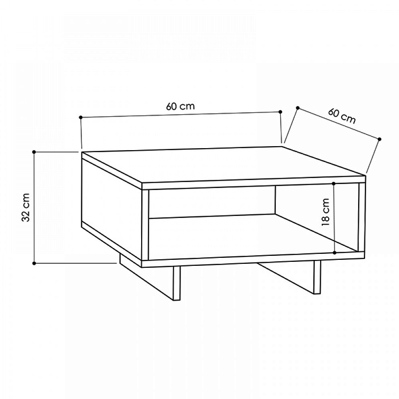 Τραπεζάκι σαλονιού Hola Megapap χρώμα ανθρακί 60x60x32εκ.