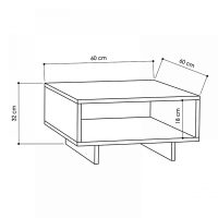Τραπεζάκι σαλονιού Hola Megapap χρώμα sapphire oak - ανθρακί 60x60x32εκ.
