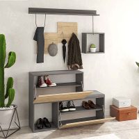 Έπιπλο εισόδου - παπουτσοθήκη Holdon Megapap sapphire oak/ανθρακί 120x36,5x87,5εκ.