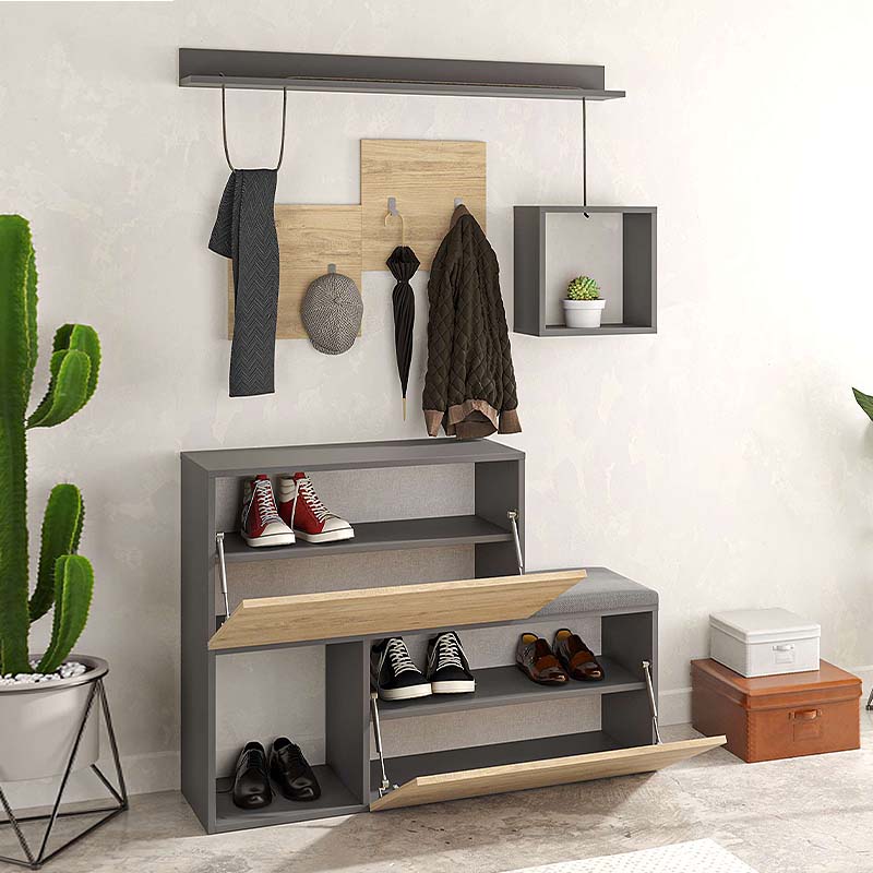 Έπιπλο εισόδου - παπουτσοθήκη Holdon Megapap sapphire oak/ανθρακί 120x36,5x87,5εκ.