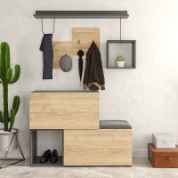 Έπιπλο εισόδου - παπουτσοθήκη Holdon Megapap sapphire oak/ανθρακί 120x36,5x87,5εκ.