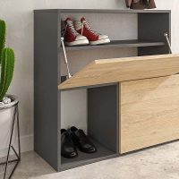 Έπιπλο εισόδου - παπουτσοθήκη Holdon Megapap sapphire oak/ανθρακί 120x36,5x87,5εκ.