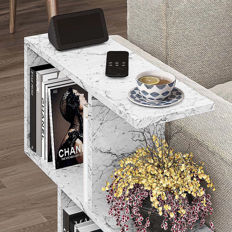 Τραπεζάκι βοηθητικό Homemania Megapap χρώμα λευκό εφέ μαρμάρου 60x20x60εκ.