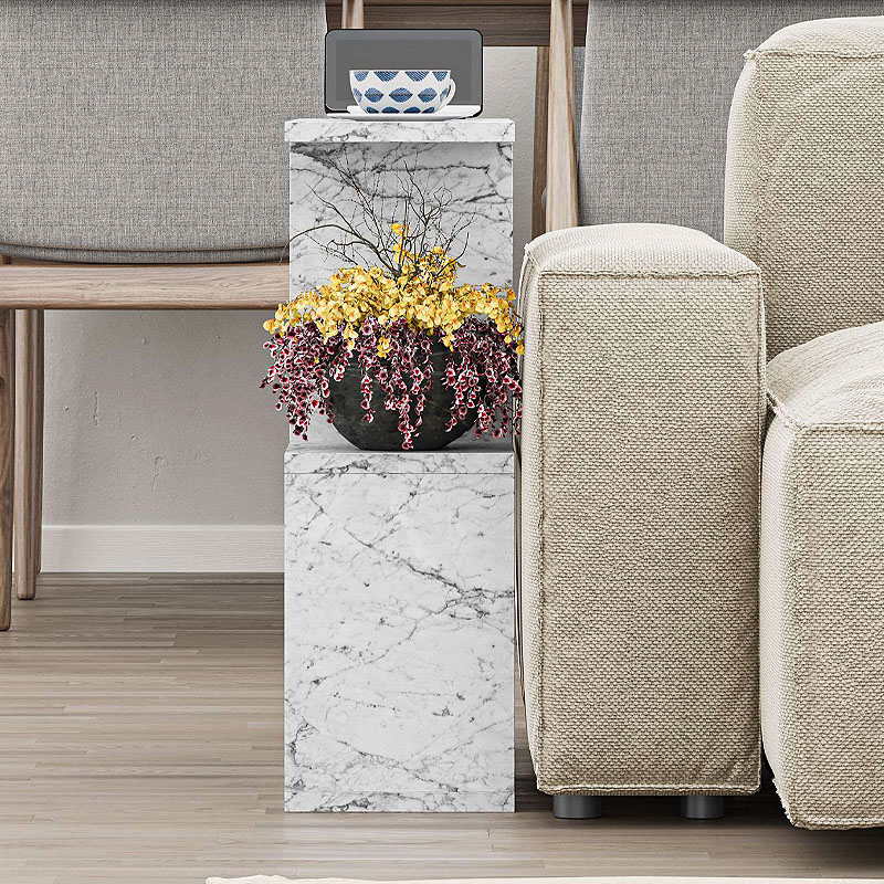 Τραπεζάκι βοηθητικό Homemania Megapap χρώμα λευκό εφέ μαρμάρου 60x20x60εκ.