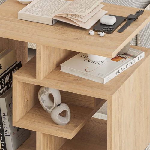 GP037-00231-1 Βοηθητικό τραπεζάκι Labirent Megapap χρώμα φυσικό οξιάς 54x40x45εκ.