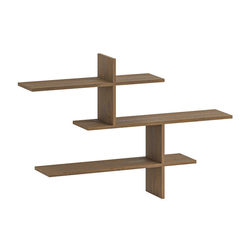 GP037-00255-4 Ραφιέρα τοίχου Leo Megapap χρώμα ανοιχτό καρυδί 123x22x80εκ.