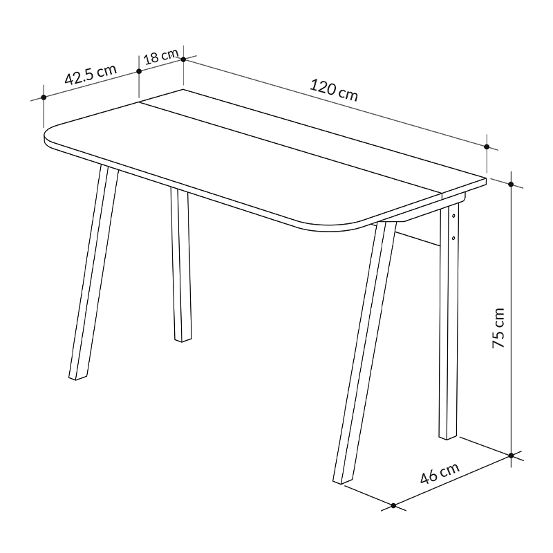Γραφείο εργασίας Luton Megapap χρώμα γκρι ρετρό/λευκό 120x60x75εκ.