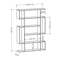 Βιβλιοθήκη Mito Megapap χρώμα sapphire oak - ανθρακί 108x25x161εκ.