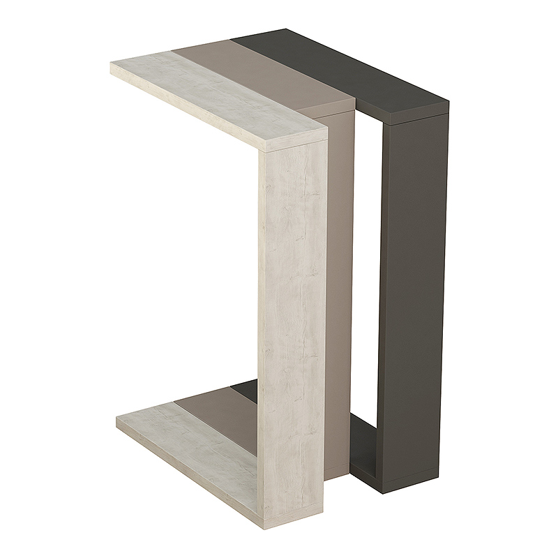 Τραπεζάκι βοηθητικό Muju Megapap ανοιχτή μόκα/λευκό αντικέ/ανθρακί 30x40x57εκ.