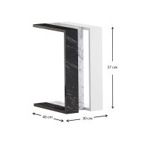 Τραπεζάκι βοηθητικό Muju Megapap χρώμα μαύρο - λευκό εφέ μαρμάρου/λευκό 30x40x57εκ.