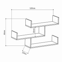 Ραφιέρα τοίχου Tibet Megapap χρώμα λευκό 119x22x66εκ.