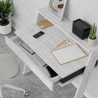 Γραφείο εργασίας Cowork Megapap χρώμα λευκό αντικέ 94x50x91εκ.