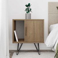 Κομοδίνο Glynn Megapap χρώμα ανοιχτό καρυδί 50,2x44,6x60εκ.