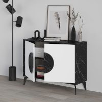 Μπουφές Gora Megapap χρώμα μαύρο εφέ μαρμάρου - λευκό 110x35,6x82εκ.