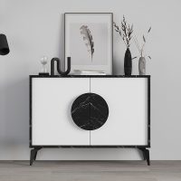 Μπουφές Gora Megapap χρώμα μαύρο εφέ μαρμάρου - λευκό 110x35,6x82εκ.