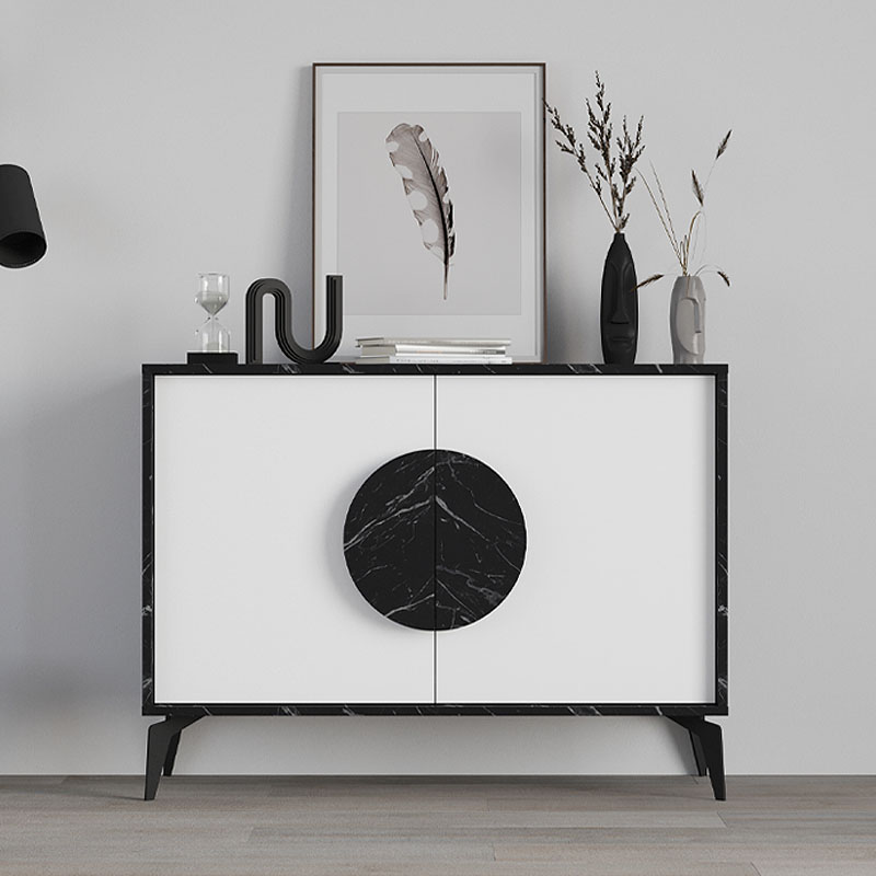 Μπουφές Gora Megapap χρώμα μαύρο εφέ μαρμάρου - λευκό 110x35,6x82εκ.