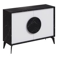 Μπουφές Gora Megapap χρώμα μαύρο εφέ μαρμάρου - λευκό 110x35,6x82εκ.