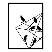 GP037-0114-1 Διακοσμητικό τοίχου Birds on Wire Megapap μεταλλικό χρώμα μαύρο 37x2x49εκ.