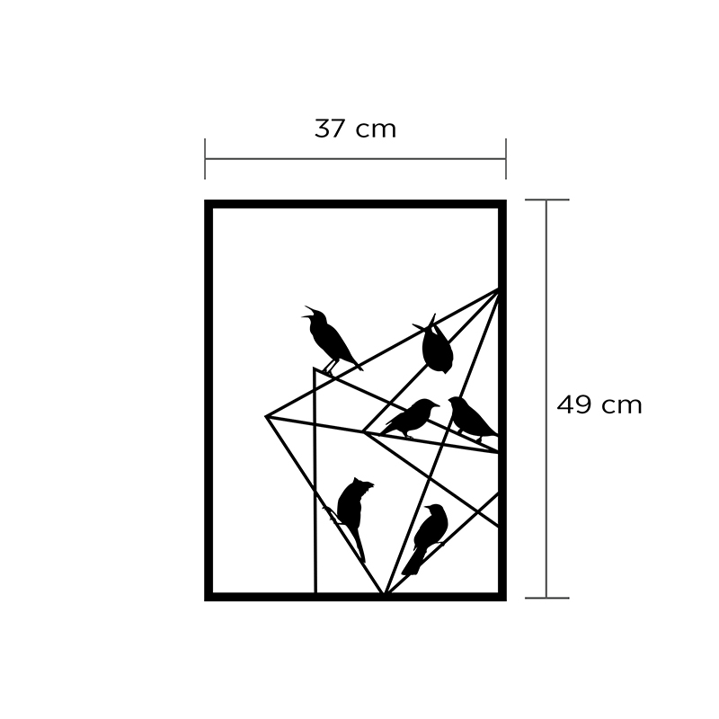 GP037-0114-2 Διακοσμητικό τοίχου Birds on Wire Megapap μεταλλικό χρώμα μαύρο 37x2x49εκ.