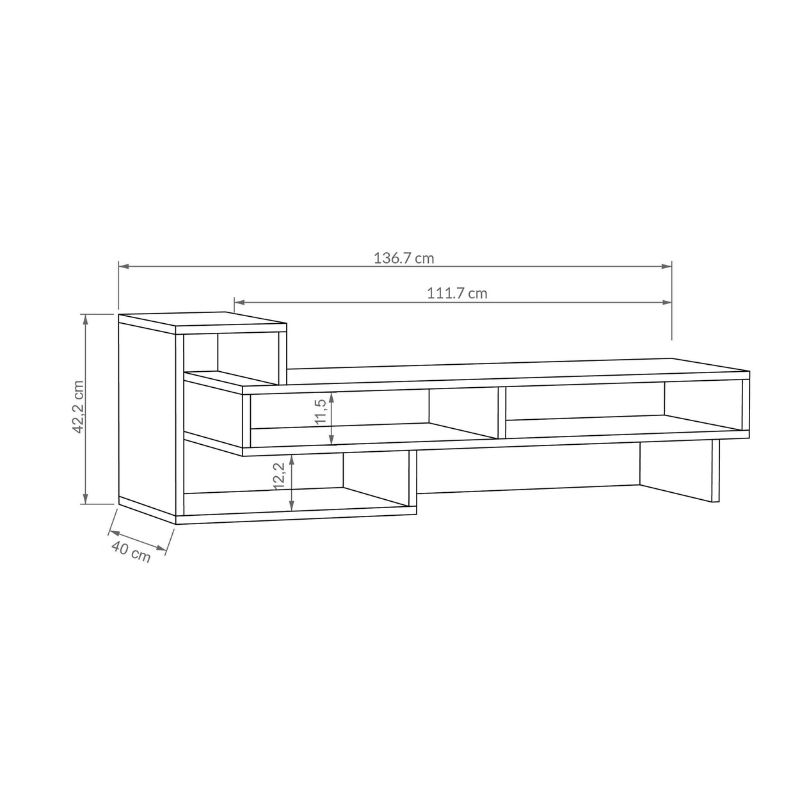 Έπιπλο τηλεόρασης Tetra Megapap χρώμα sapphire oak 136,7x40x42εκ.