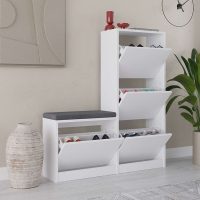 Παπουτσοθήκη Dude Megapap χρώμα λευκό 104,8x26x118,5εκ.