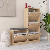 Παπουτσοθήκη Dude Megapap χρώμα sapphire oak 104,8x26x118,5εκ.