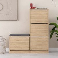 Παπουτσοθήκη Dude Megapap χρώμα sapphire oak 104,8x26x118,5εκ.