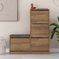 Παπουτσοθήκη Dude Megapap χρώμα ανοιχτό καρυδί 104,8x26x118,5εκ.