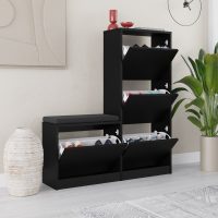 Παπουτσοθήκη Dude Megapap χρώμα μαύρο 104,8x26x118,5εκ.