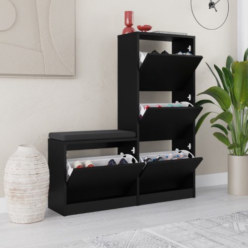 GP037-01885-1 Παπουτσοθήκη Dude Megapap χρώμα μαύρο 104,8x26x118,5εκ.