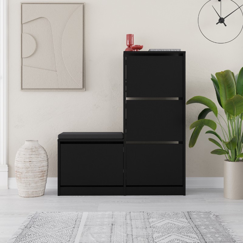 Παπουτσοθήκη Dude Megapap χρώμα μαύρο 104,8x26x118,5εκ.